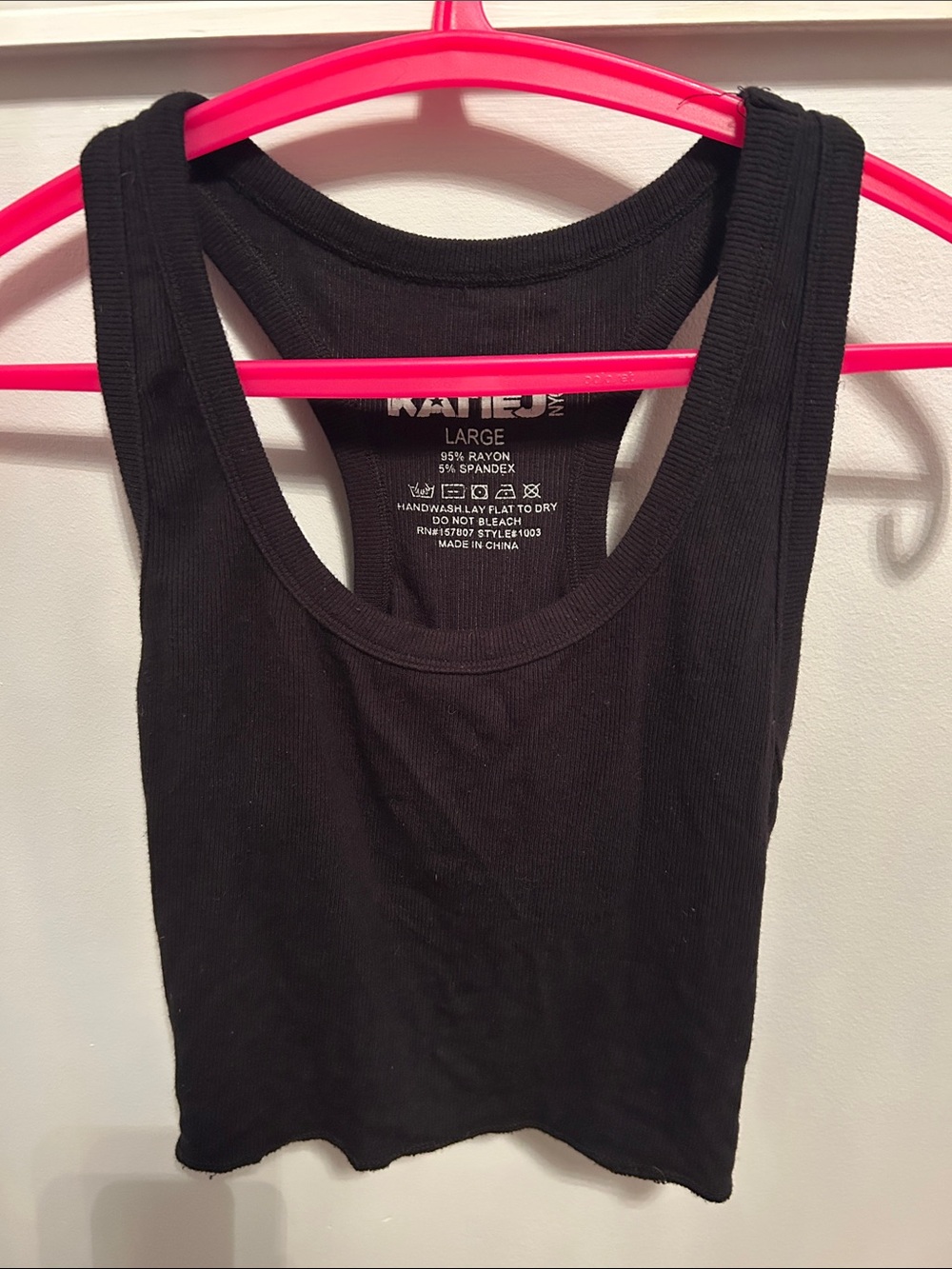 Katie J NYC Black Ribbed Tank Top